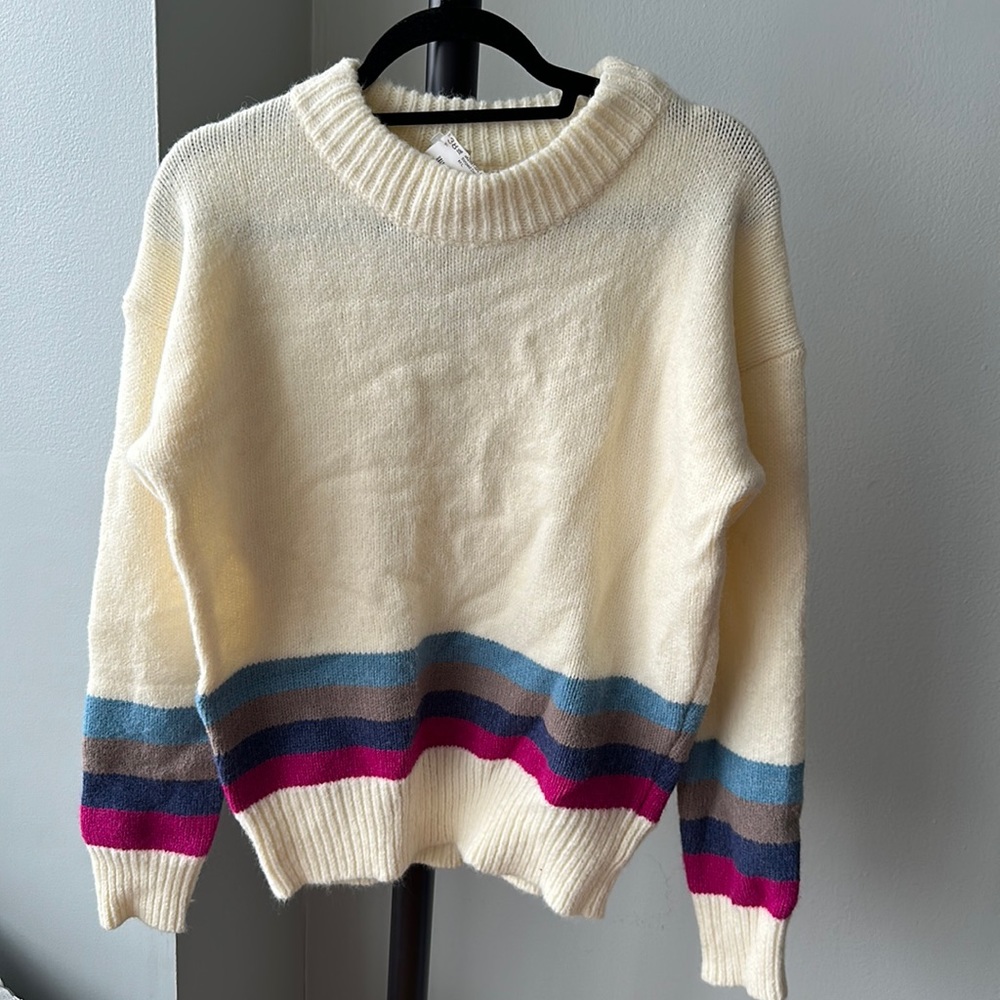 ☀️BOGO Item New with Tags ee:some Cream Striped Sweater☀️